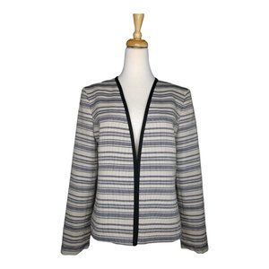 Black Label by Evan Picone Black Navy Cream Metallic Striped Blazer Size 10